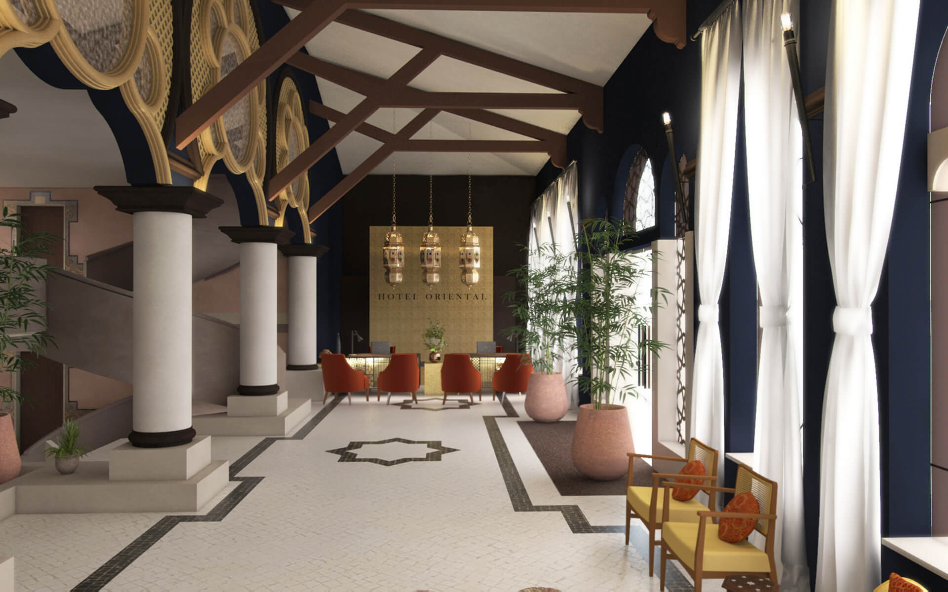 Recepção Hotel Oriental - P3P J. Paulo Pereira - Arquitetos & Associados